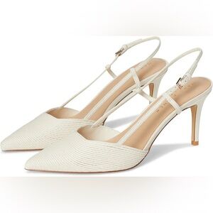 Marc Fisher LTD Flory Pumps Size 10 Pointed Toe Slingback Heels Ivory Bridal